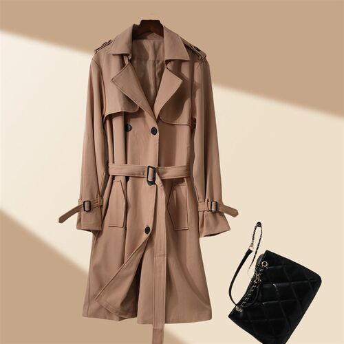 Korean Large Size Windbreaker For Women Mid-length 2025 Smal