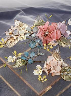 Classic Handmade Flower Rhinestone Bridal Barrettes Headdres