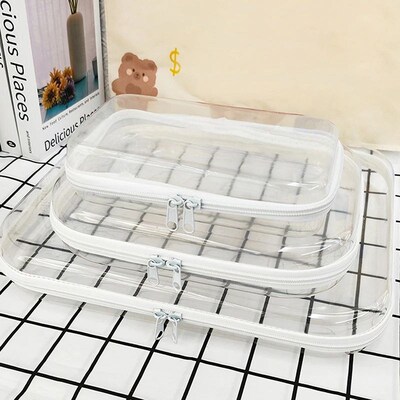 1PC Plastic Zippered Pouch Hard Bins Storage Bins Stackable