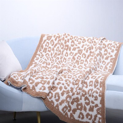 Plush Wool Sofa Throw Blanket Leopard Print Fleece Blankets