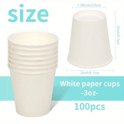 100PCS Disposable White Paper Cup Mini Tasting Cup Compresse