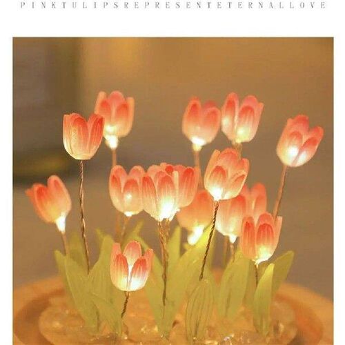 New Glass Plastic Tulip Night Light 10CM Multicolor