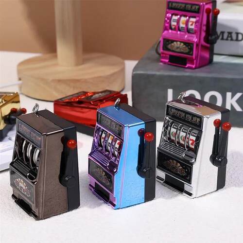 Mini Gambling Slot Machine Key Chains Pocket Fruit Lucky Jac