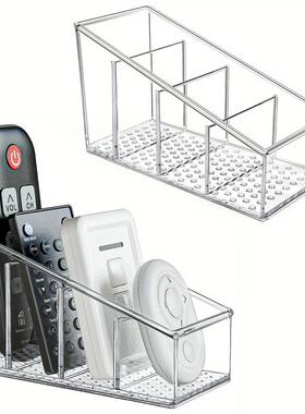 Clear Plastic Remote Control Holder and Desk Organizer with