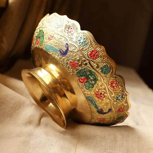 Nepal water supply bowl pure copper Buddha front offering fr