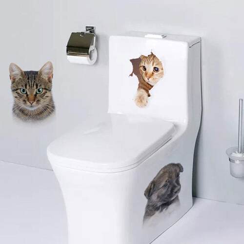 Toilet Stickers 3D Cat Vivid Wall Sticker  Fashion Lovely An