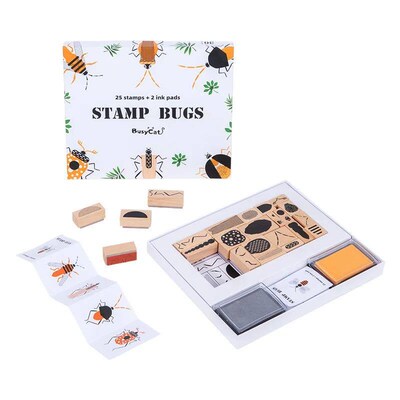 Wooden Insect Bugs Stamp Toys Sensory Play Game Cognition La