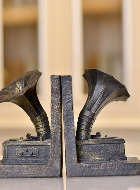 欧式复古留声机摆件模型书档造型软装工艺品装饰书档创意家居摆件