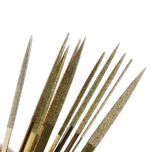 New 10Pcs for TITANIUM Diamond Coating Needle Flat File Set