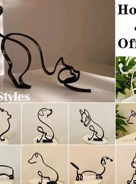 2025 Dog Cat Minimalist Art Sculpture Decor Gift Metal Decor