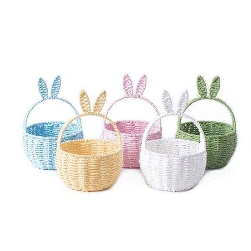 Paper Rope Storage Bin with Rabbits Ears Elegant Flower