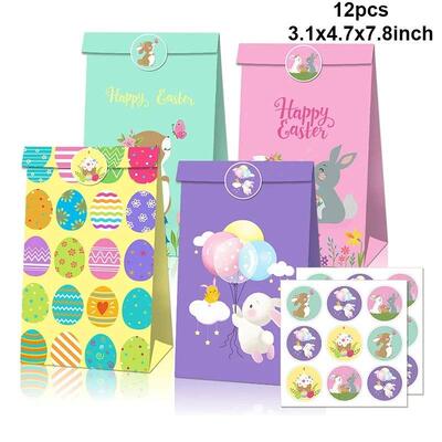 Easter Paper Gift Bags for Kids Bunny Egg Cookie Candy Treat