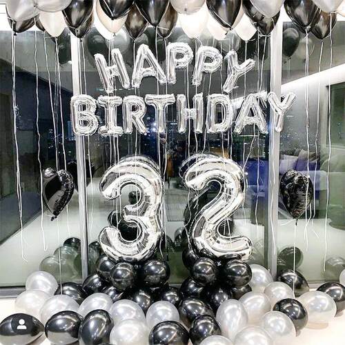 Silver Black Style Foil Letter Number Balloons Baby Shower H