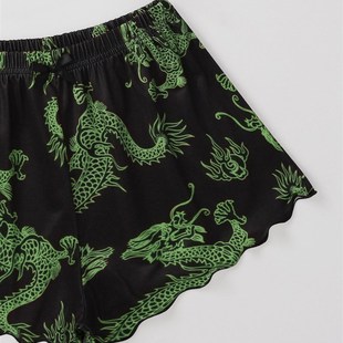 Dragon Print Pajamas for Girls Set Summer Women Sleepwear Lo