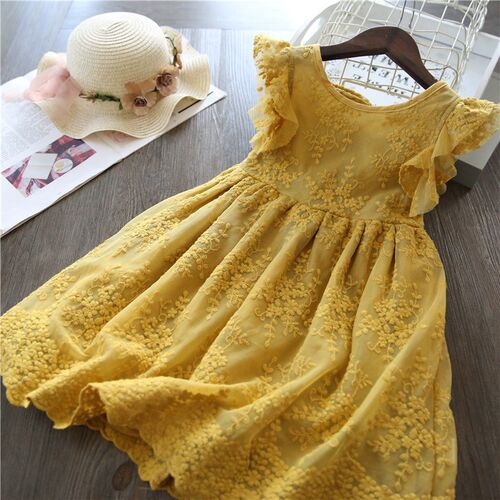 2023 New in Dress for Girls Flower Lace Cute Little girls D