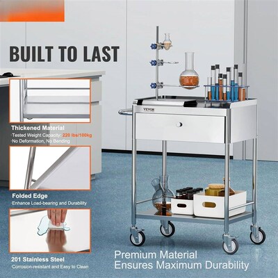 Shelf Stainless Steel Utility Cart Catering Cart with Wheels