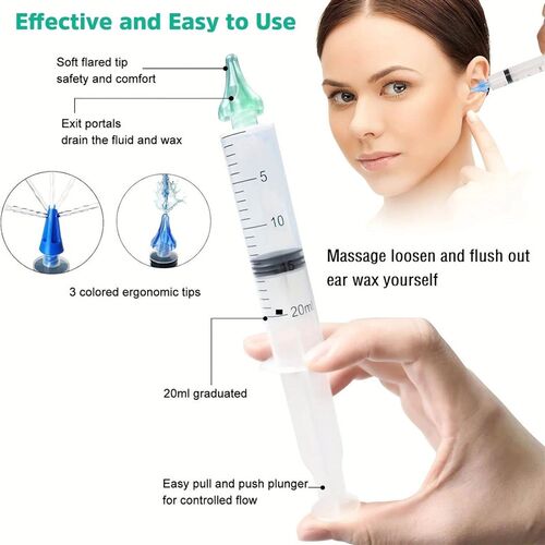 Ear Wax Removal Rinse Syringe Tool Kit with Ear Syringe Repl