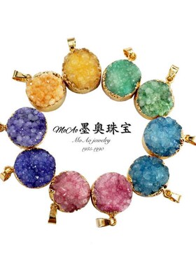 Natural Stone Sprout Cluster Pendant Rough Stone Gilt Crysta