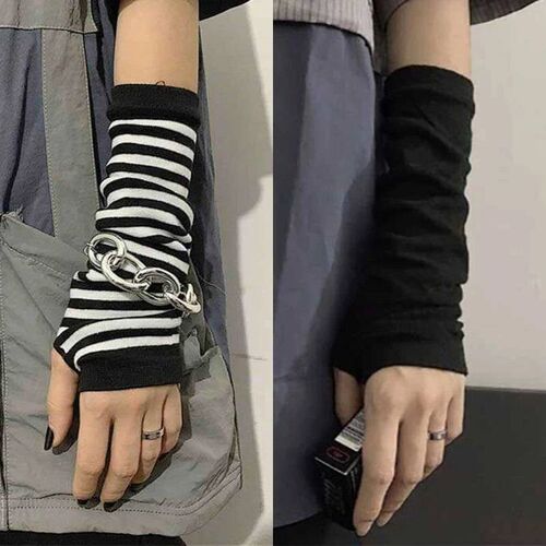 Outdoor Punk Long Fingerless Gloves Cuff For Women Men Outdo
