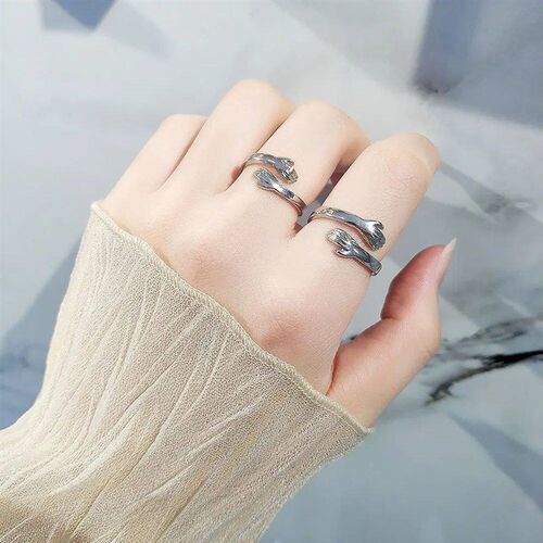 Vintage Hug Rings For Women Stainless Steel Adjustable Open