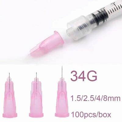 100PCS/Box 34G 1.5mm 2.5mm 4mm 6mm 8mm Tattoo Needle Transpa