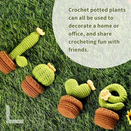 Cactus Shaped Like LOVE Potted Kits with Yarn DIY Crafts for