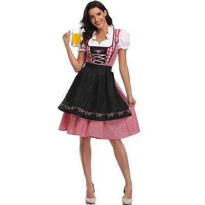 Baru Wanita Dirndl Oktoberfest Kostum Bavarian National Pink