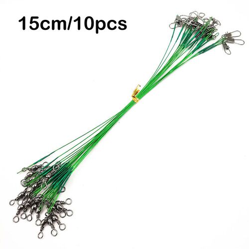 10Pcs Steel Fishing Line Steel Wire Leader With Swivel Olta
