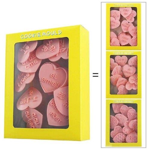 30pcs Heart Cookie Cutters Set Biscuit Fondant Embosser