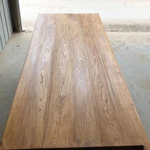 北方老榆木实木板餐桌面吧台板飘窗自然边工作台会议桌子板子定制