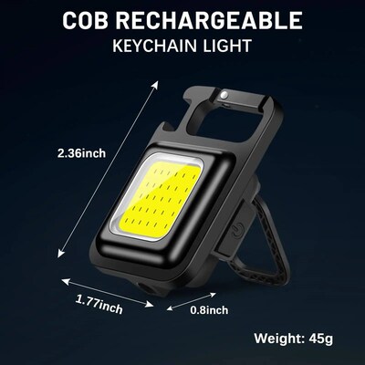 COB Keychain Flashlight 4 Modes Magnetic Base & Bottle Opene