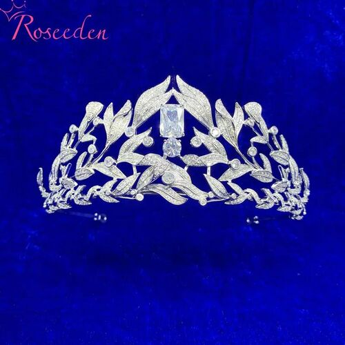 Stunning Copper Cubic Zircon Wedding Tiara CZ Bridal Bridesm