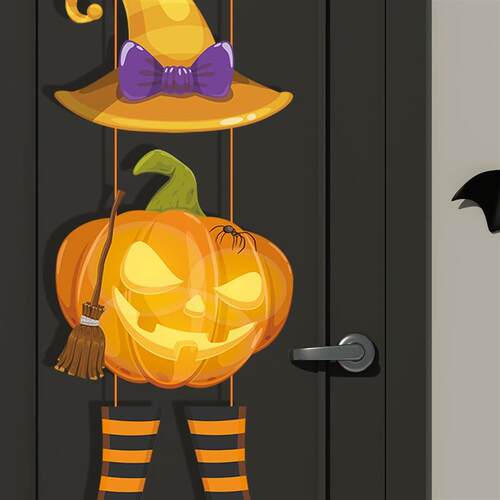 Halloween Front Door Decoration Sign Pumpkin Ghost Bat Skull