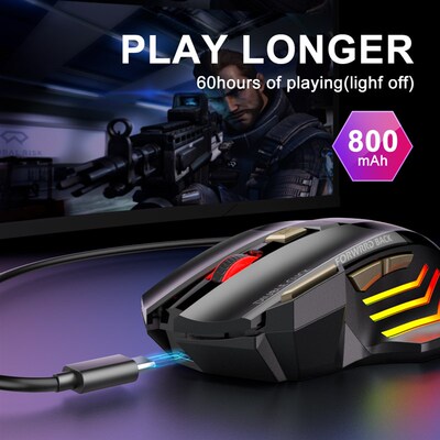 Rechargeable Wireless Mouse Bluetooth Gamer Gaming Mouse Com