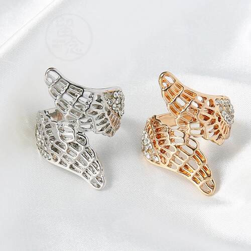 。Leaf ring personality angel wing ring cross ring U-ring