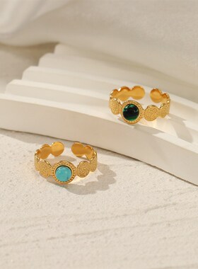 Colorful Ball Opal Ring Natural Stone Rings For Women Open