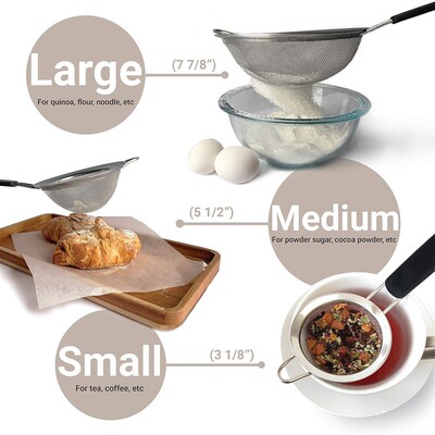 Fine Mesh Strainer Wire Sieve Sifter Baking Tools Colander