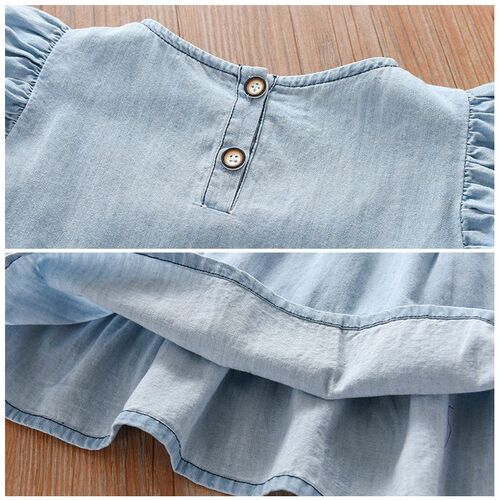 Little maven 2023 Baby Girls Summer Dress Denim Children Cas