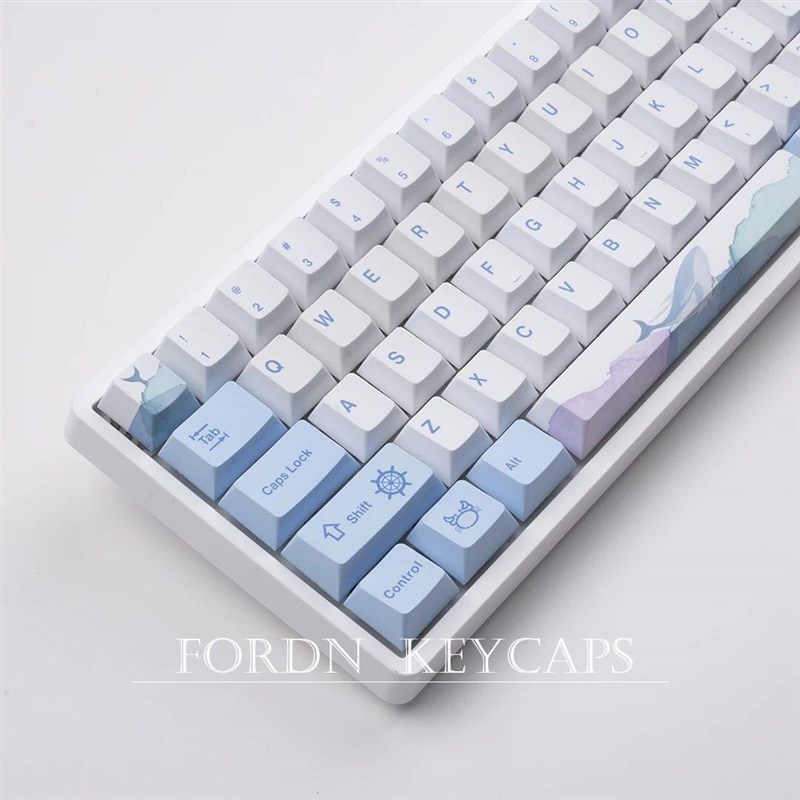 129 Keys Cherry Profile Keycap Ocean Wave PBT Keycaps For MX - 实物图