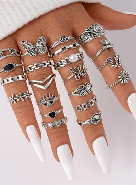 Vintage butterfly love ring set ladies joint ring蝴蝶关节戒