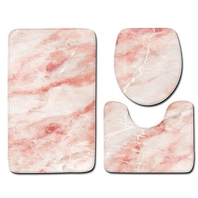3 Pcs Bath Mat Set Bathroom Carpet Rug Toilet Mat Marbling