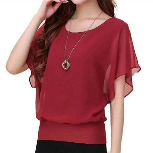 Summer Casual Short Sleeve Women Blouse 5XL Plus Size Chiffo