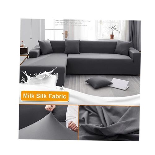 Solid Elastic Sofa Cover for Living Room 1/2/3/4 Seater L-Sh