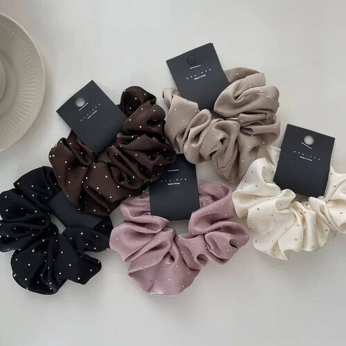 Fashion Solid Color Crystal Hair Scrunchies Korean Elastic H