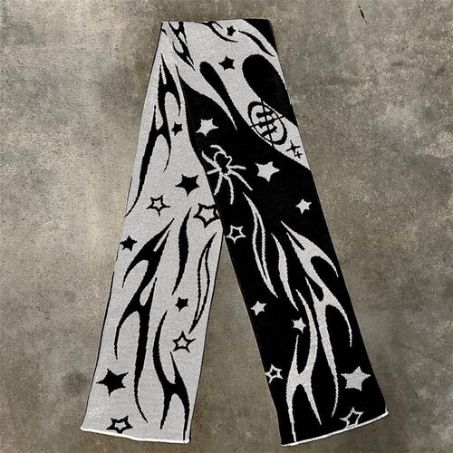 Fashion creative star striped knitted womens scarf mens wi