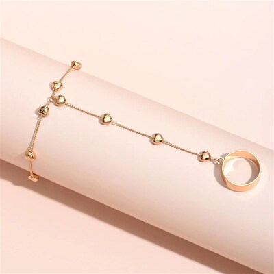 Creative Butterfly Link Chain Bracelet Connected Finger Ring