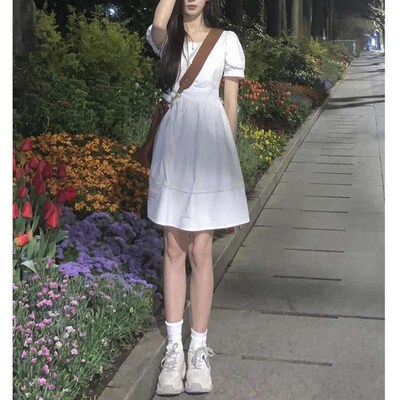 Academy-style White Summer New Womens Dress Short-sleeved S
