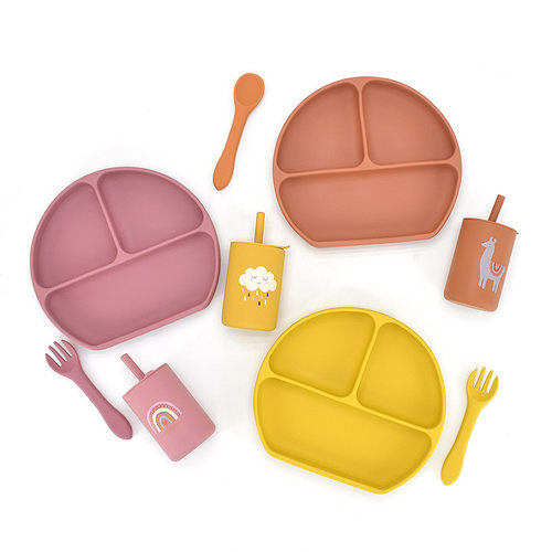 7PCS/Set Baby Silicone Tableware Set Baby Feeding Dishes BPA