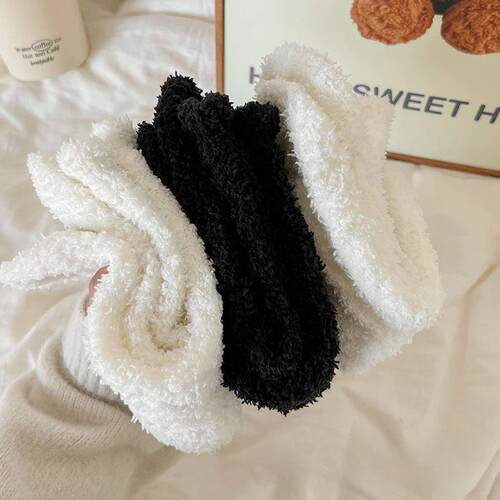 Women Socks Winter Fleece Fuzzy Socks Female Autumn Happy Fu