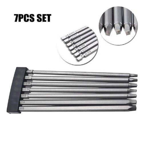 7x 150mm SQ1-SQ5 Square Head Screwdriver Bits Set Hex Shank